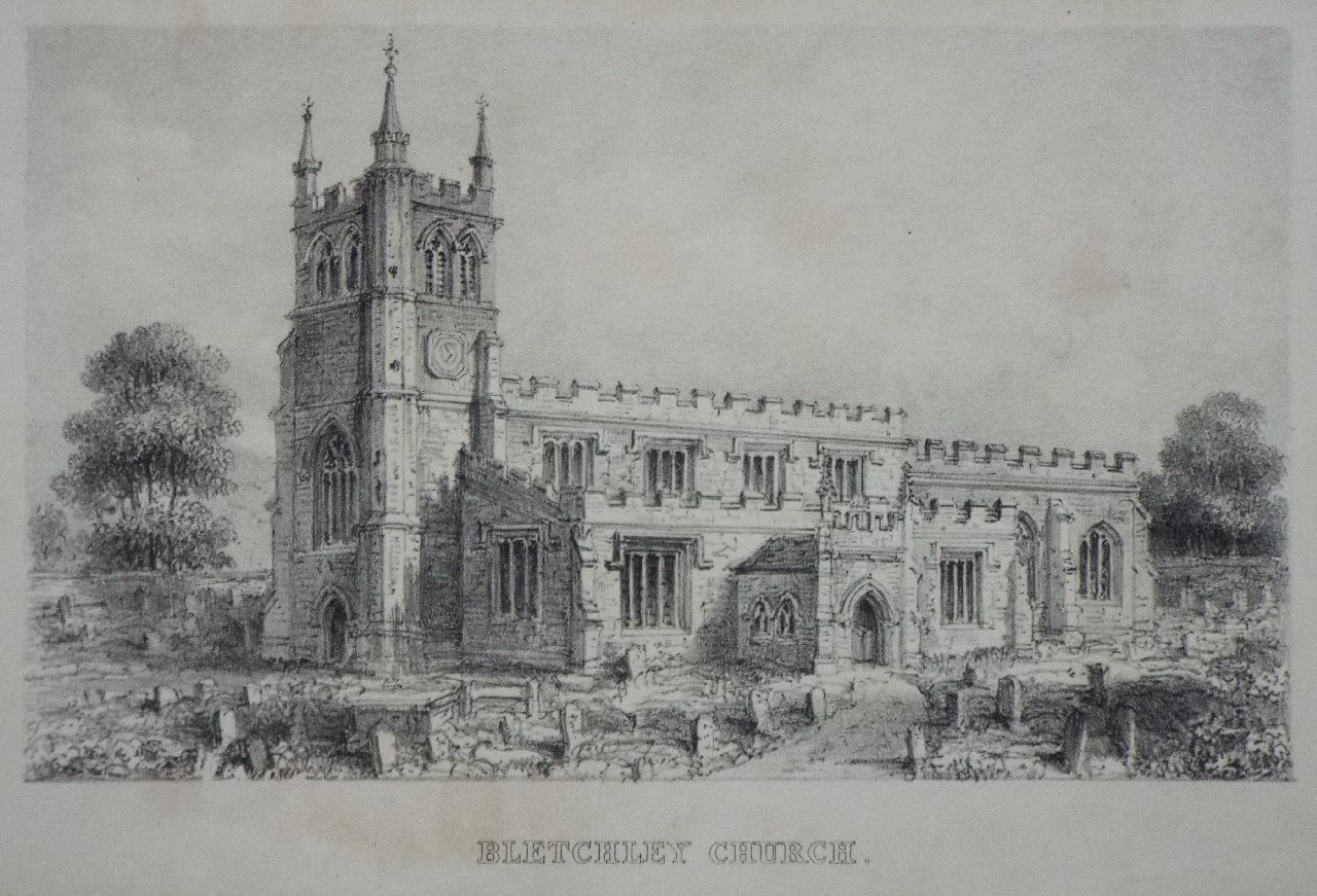 Lithograph - Bletchley Church.